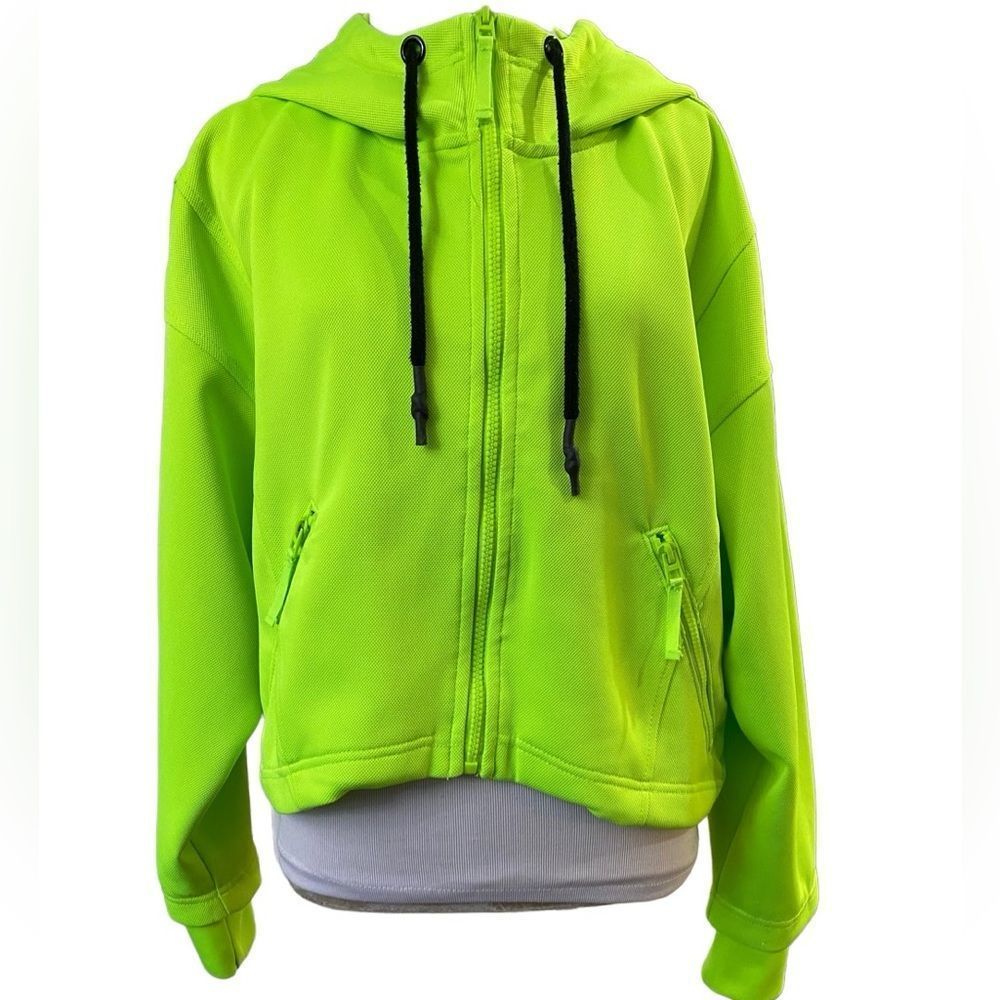 Zara Neon Green Hooded Zip-Up Jacket